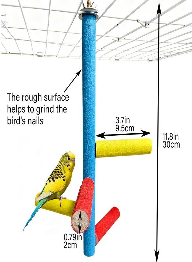 Hamiledyi Bird Perch Stand Toy Parrot Multi Branch Paw Grinding Stick Cage Accessories Playground Exercise Toys for Parakeet Cockatiel Conures Lovebird Finch - Image 5